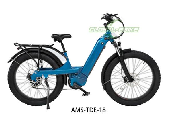 Aluminum Alloy Frame Blue Fat Tire EBike with LED Light Hydraulic Disc Brake