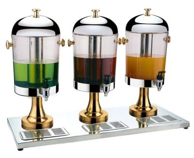 Chrome or gold plating stainless steel juice dispenser for three tank