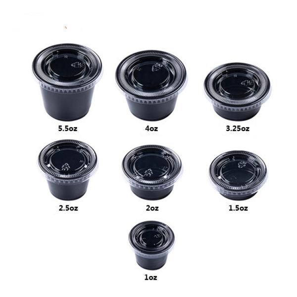 Черная чашка соуса крышки 1.5OZ ЛЮБИМЦА цвета устранимая