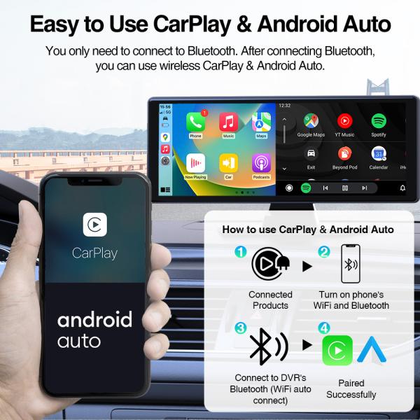 GRANDnavi 10,26 дюймовый универсальный портативный навигационный прибор Linux System DVR Android Auto CarPlay
