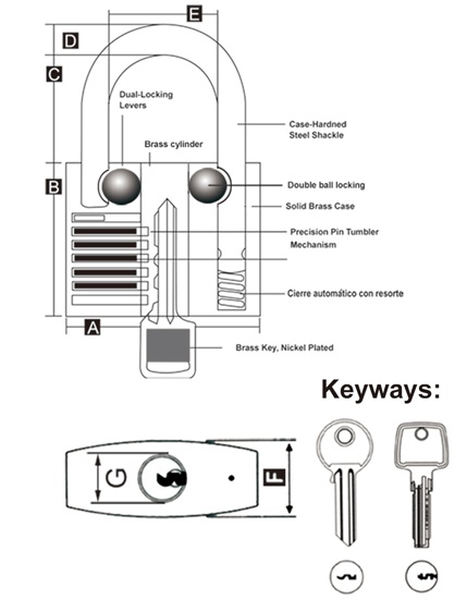 Rrlux Hot Selling Customized Durable Brass Padlocks with 3 Brass Keys-Direct Sales Factory Price