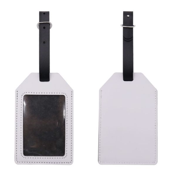 Double-Sided Slim Rectangle PU Leather Sublimation Luggage Tag Blanks Bag Tags