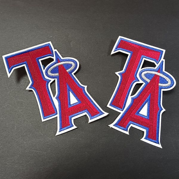 Embroidered Patch - Red & Blue with Halo, Iron-On/Sew-On Apparel Backpack Decoration Badge