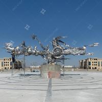Grandes esculturas de metal fundido ao ar livre, esculturas de arte urbana de aço inoxidável