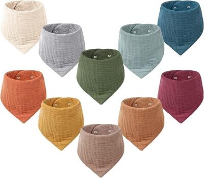 Plain Color Snap Bandana Bibs Muslin Teething Bibs Soft Skin Friendly Customizable For Baby
