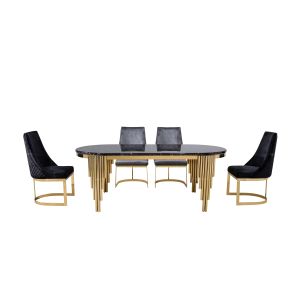 нога золота зеркала нержавеющей стали 2,0 обеденных столов Tempere стеклянная верхняя SS метра овальная черная для мебели свадьбы