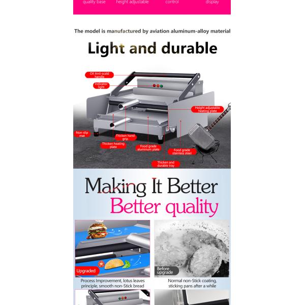 Серебряные белые электрические гамбургеры для нагрева пищи с неприлипчивой поверхностью для приготовления пищи