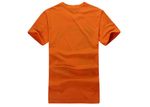 Orange Cotton Printed T - Shirts Short Sleeve Side - Seamed Sublimation Logo