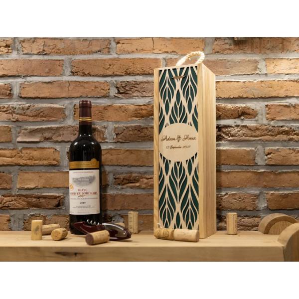 Rectangle Wooden Wine Box with Burned Printing Personalized Anniversary Wedding