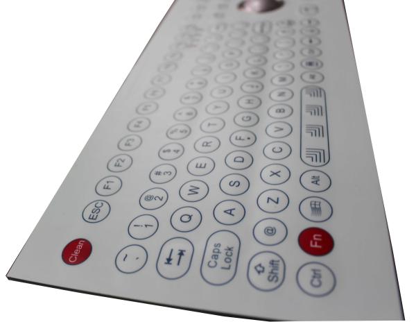 107 Keys White Industrial Membrane Keyboard Optical 800 DPI Trackball