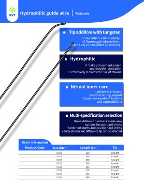 Guía de alambre hidrofílico médico Versatilidad procedural Puntas rectas Alambre recubierto hidrofílico