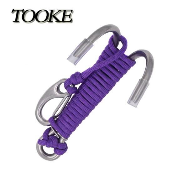High Load Diving Accessories 316 Stainless Steel Double Reef Hook With Luminous Rope