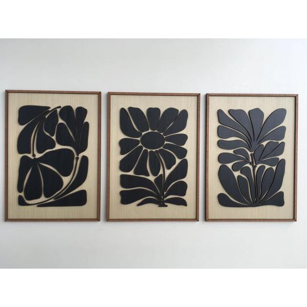 Home Appliance Mid Century Modern Wall Art for Boho Room Leafy Art in Minimal Black and White