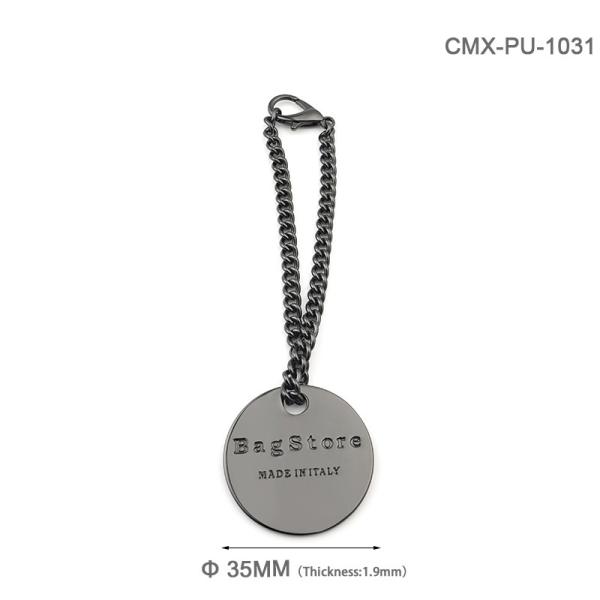 Custom Logo Metal Hanging For Handbag Metal Logo Round Metal Tags Gunmetal Engraved