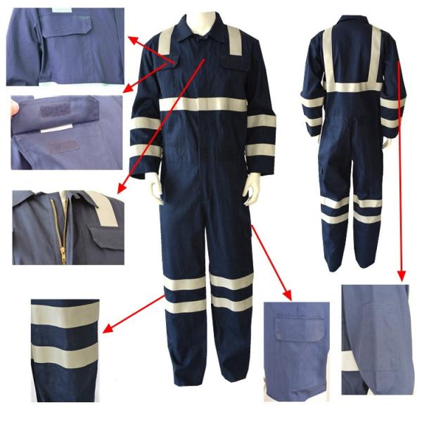 Navy Blue High Visibility Reflective Industry Workwear Coverall / Men Women FR Rated Fire Retardant Coveralls Jump Suit