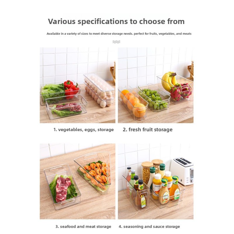 Clear Plastic Stackable Storage Bins Rectangular Produce Organizers for Fridge Kitchen Pantry Transparent Fruit Vegetable Basket