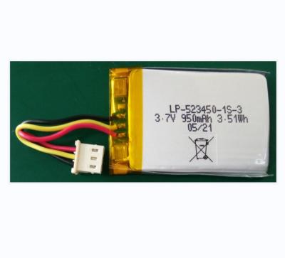Prix d'usine LP-523450P-1S-3 3.7V 950mAh batterie au lithium polymère batterie rechargeable