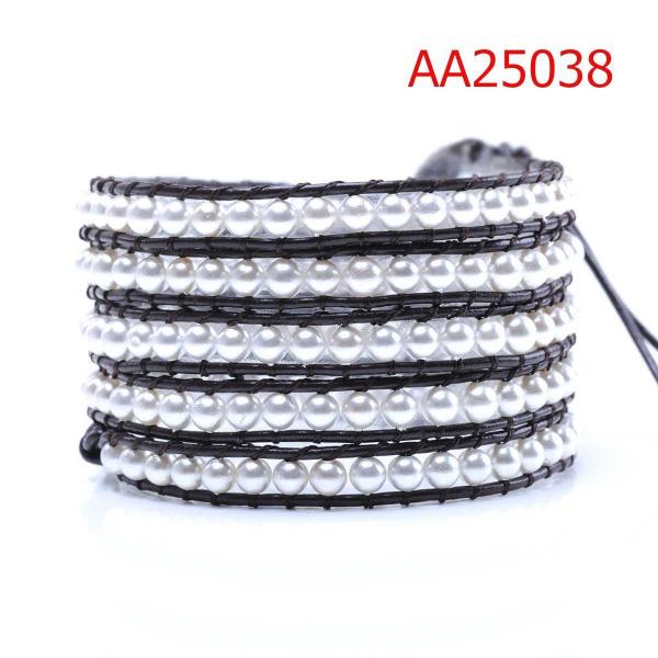 New Arrival Fashion Pearl Beads Leather Wrap Bracelets, Leather Bracelets 82cm