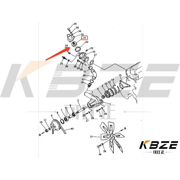 KOMATSU S4D105 S6D105 THERMOSTAT 76.5°C 600-421-6210 FITS PC200-3 PC220-3 EXCAVATOR