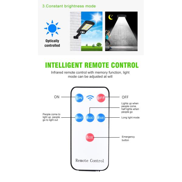 Solar Light 128 COB Large Outdoor Solar Waterproof Street Light Garden Infrared Sensor Motion Sensor Smart Remote Control Light