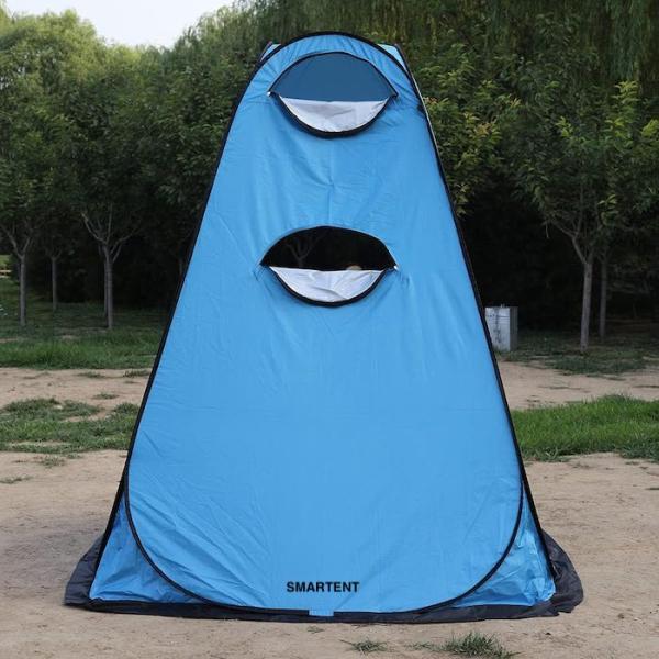 150*150*190CM водонепроницаемая голубая 210T серебро покрытая полиэстер УФ защищенный всплывающий тент конфиденциальности с вентилируемыми боковыми окнами