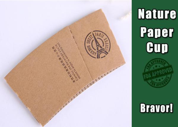 Wedding Kraft Paper Cup Sleeves Heat Insulation With Food Grade Printing