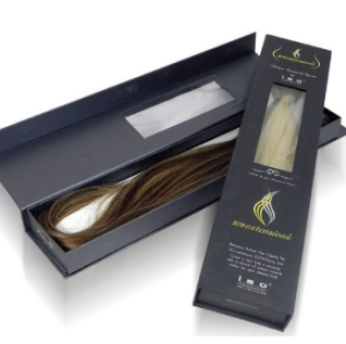 Cardboard Magnetic Book Shaped Box Glossy Gold Paper Hair Extension Packaging