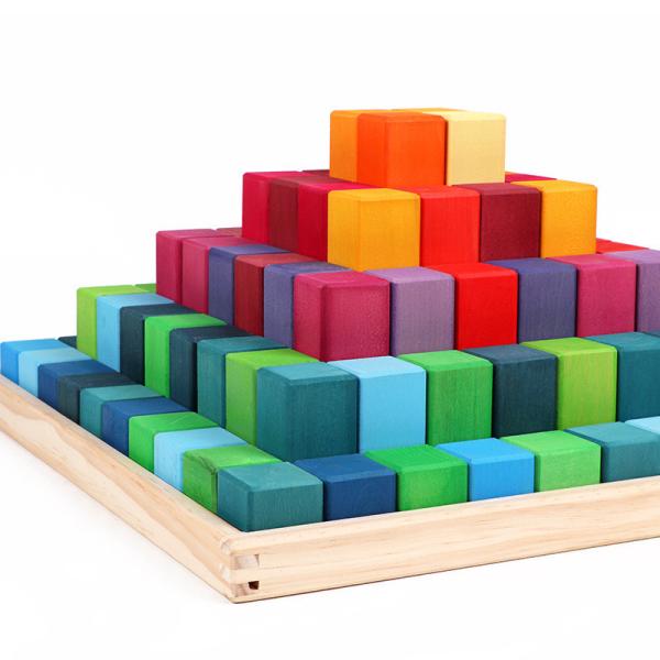 ISO9001 1001 Night Wooden Rainbow Stacker Toy Beech Rome Grimms