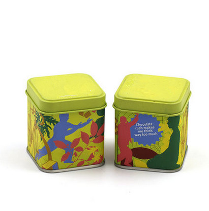 43x43x65mm Mini Full Color Printed Spice Square Tin Containers With Matte Varnish