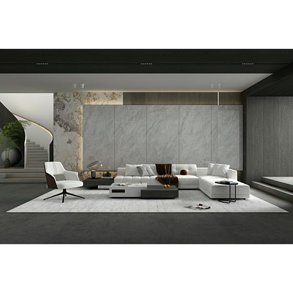 Carreaux de porcelaine glacée gris polie 900x1800x9mm pour murs intérieurs