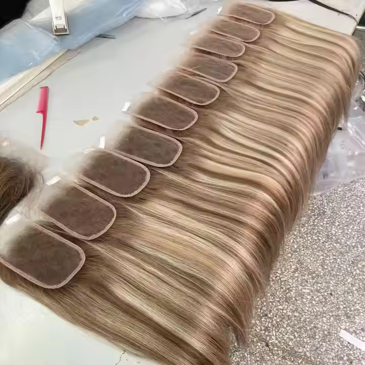 Factory Wholesale Lace Topper 5x5 100% Raw VRIGHIN  Human Hair Pre Colored Mesh Integration Closure DROP SHIPPING REDAY TO GO