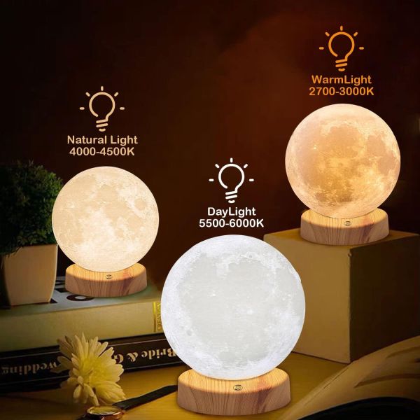 2700K 4000K 6000K Moon Desk Light Dimmable LED Moon Lights