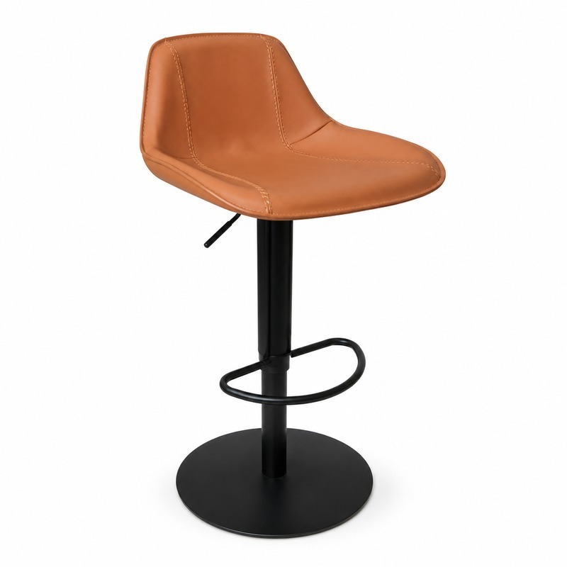 Swivel Bar Stool Height Adjustable Counter Chair Faux Leather Seat Black Base