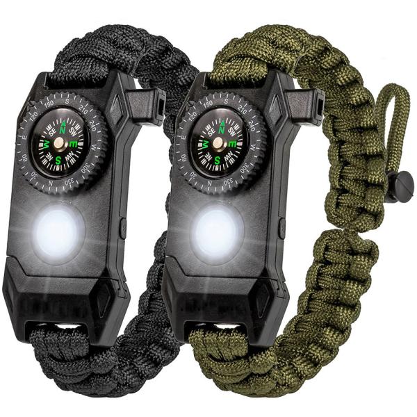Outdoor LED light survival paracord bracelet multifunctional adjustable bracelet