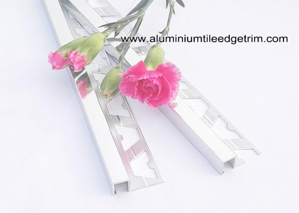 Shiny Polished Silver / Chrome Aluminum Wall Tile Corner Trim With Square Shape