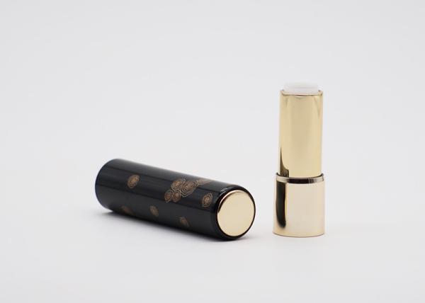 Black Round Lip Balm Containers Magnet Press Button Tube With Printing