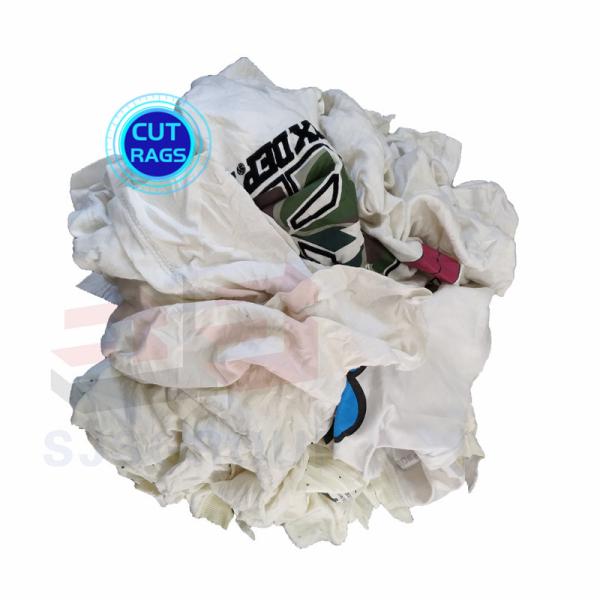 Cheap cotton clean cloth used white printed t shirt rags cotton workshop wiping mechanic rags