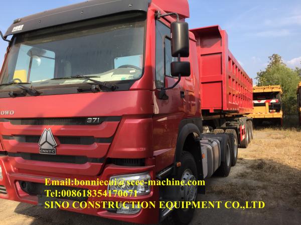 3 Axle 40 Cubic Meter Semi Trailer Dump With Tractor Truck
