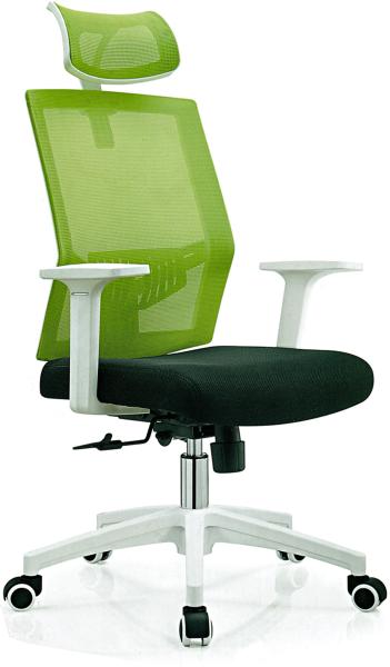 Contemporary Green High Back Swivel Office Chair With Rollers Metal Foot
