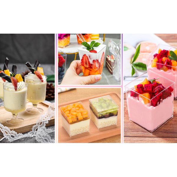 Factory Price 380ml 400ml PS Single Wall Mousse Pudding Yogurt Plastic Salad Cup Mini Clear Plastic Dessert Cup