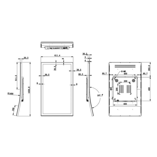 43'' J Curved PCAP Touch Monitor With 3M/ELO Protocol For Gaming