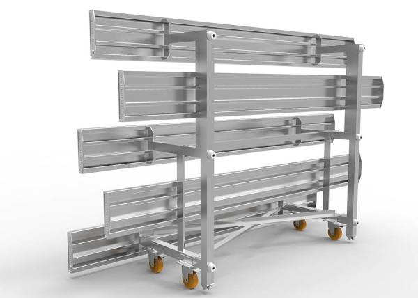 3 Rows Aluminum Sports Bleachers Plastic Seat Movable With Single Foot Planks