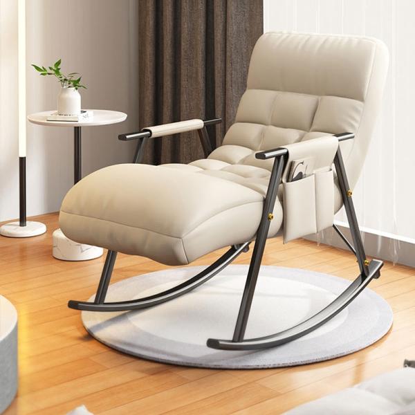 Rocking Chair Living Room Bedroom Lounge Armchair Comfy Accent ,Folding Small Sofa with Side Pockets