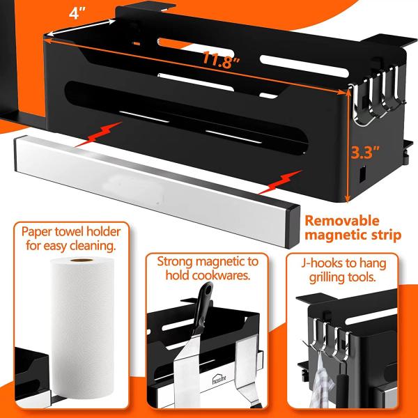 Caddy Griddle com suportador de ferramenta magnética suportador de toalha de papel para Blackstone 28 /36 Griddles/Prep Cart
