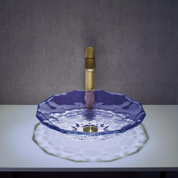 Modern Faceted Shape Glass Bathroom Sink OEM Purple Wash Basin