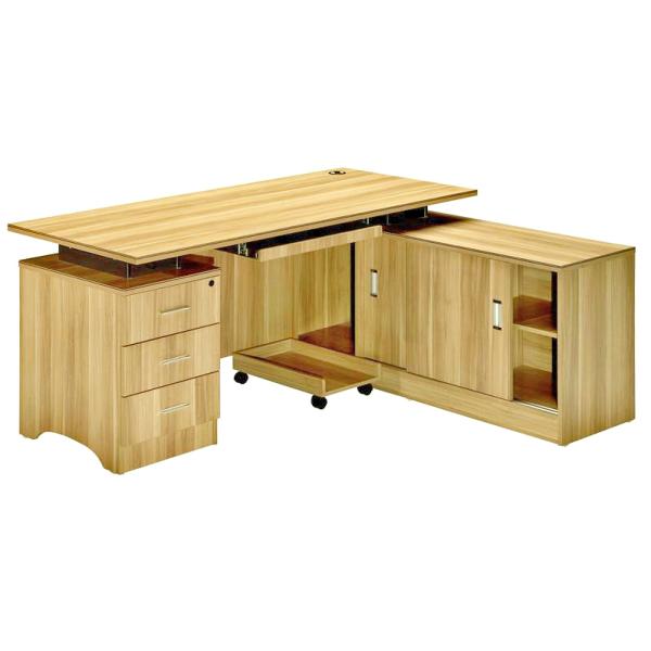 Small Size Melamine Office Furniture L Shape Structure With Side Return Desk