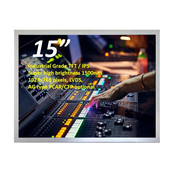 Sunlight Readable 15 Inch Industrial TFT Display 1000 Nits LVDS 1024x768 Pixel