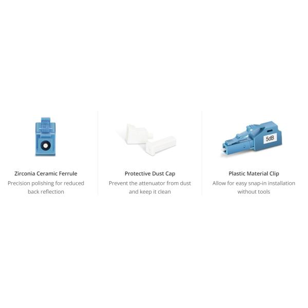 LC/UPC Singlemode 5dB Fixed Fiber Optic Attenuator Male to Female for Stable Signal Transmission
