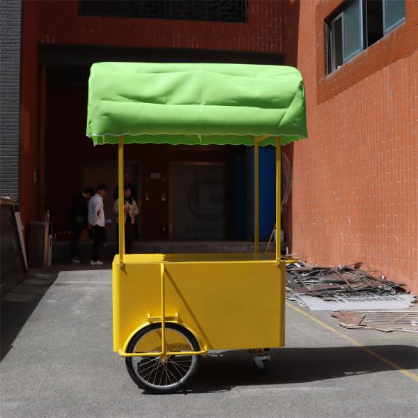 Portable snack food hand push Cart Street vendor Food Delivery Bike with Display Freezer