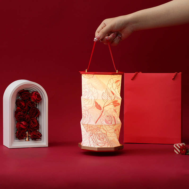 Valentine'S Day Adjustable Crinkle Folding Paper Lamp Lampshade Led Spotlight